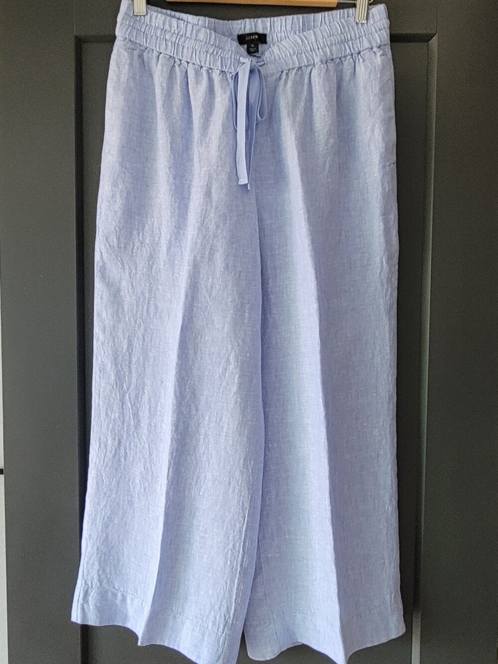 J.Crew french blue wide leg 100% linen pull on pants - Picture 3 of 7